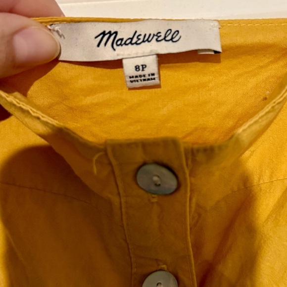 Madewell Yellow tiered midi dress with straps and button-up front size 8P - Picture 5 of 5